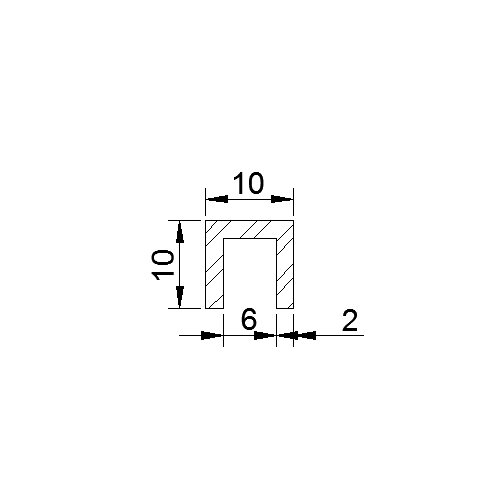 U 10x10x10x2.0 mm