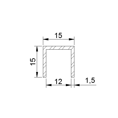 U 15x15x15x1.5 mm