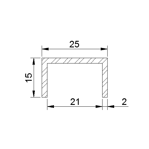 U 15x25x15x2.0 mm