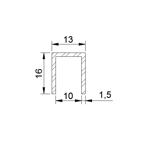 U 16x13x16x1.5 mm