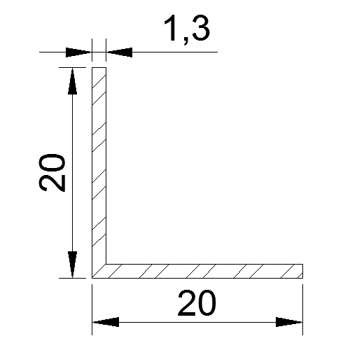 Cornière 20x20x1.3 mm 