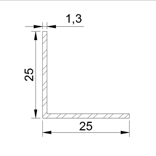 Cornière 25x25x1.3 mm