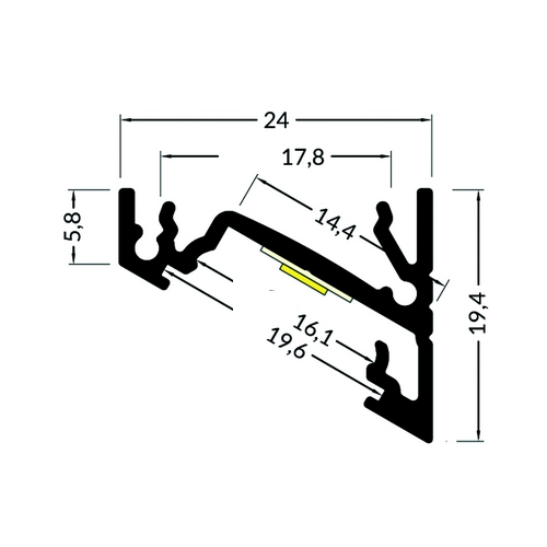 Profilé LED 24x19 mm