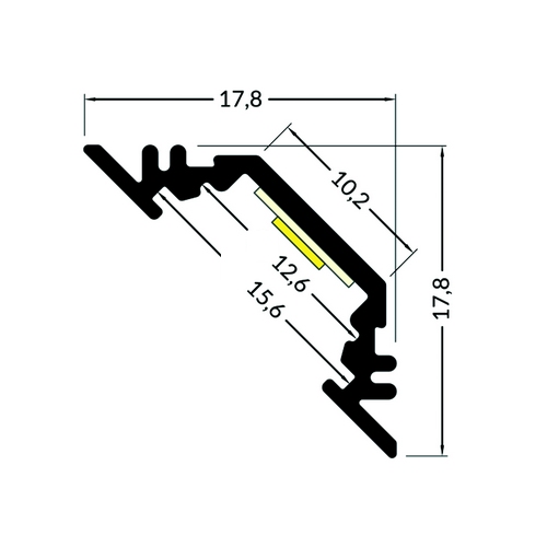 Profilé LED 18x18 mm