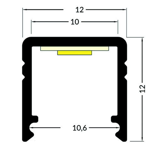 Profilé LED 12x12 mm