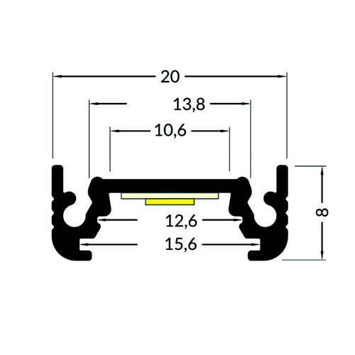 Profilé LED 20x8 mm