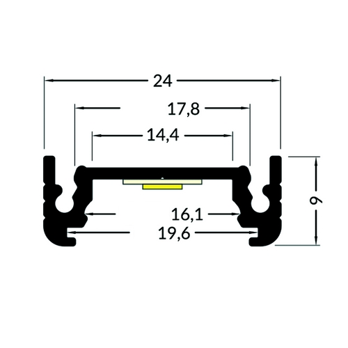 Profilé LED 24x9 mm