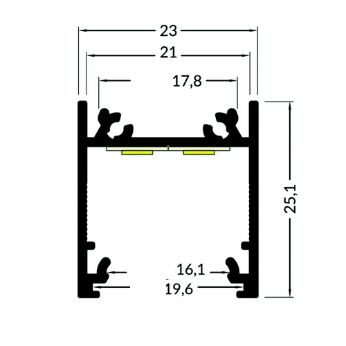 Profilé LED 23x25 mm