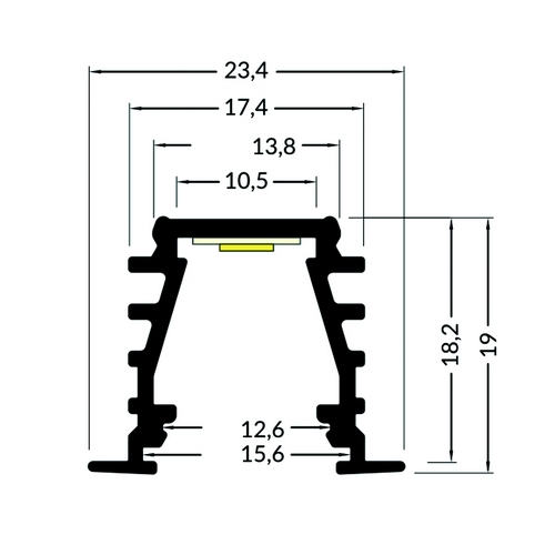 Profilé LED 23x19 mm