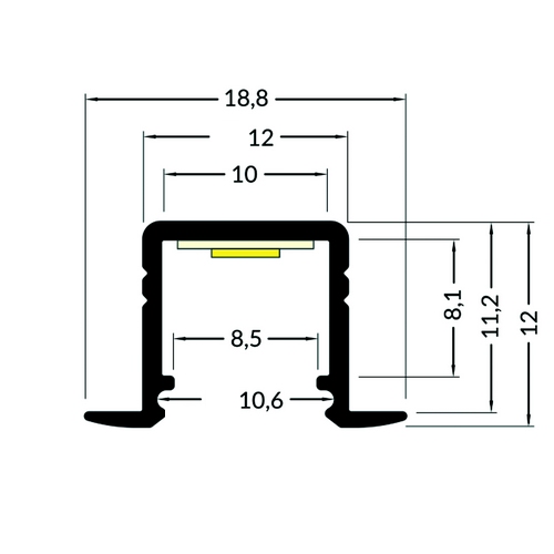 Profilé LED 19x12 mm