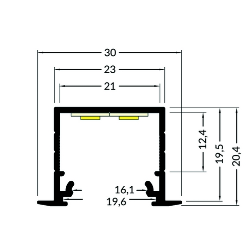 Profilé LED 30x20 mm