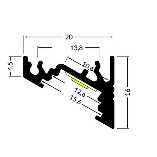 Profilé LED 20x16 mm